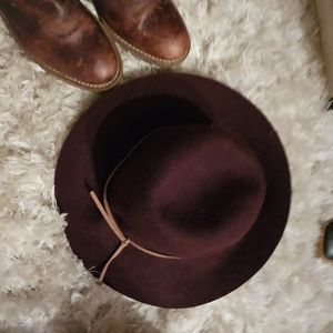 Burgandy Maroon Wool Floppy Hat